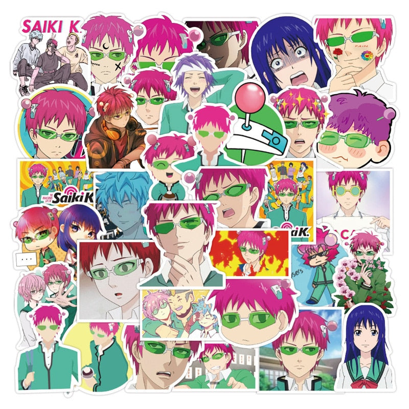 50Pcs Anime The Dis50Pcs Anime Aufkleber für Laptop, Skateboard, Motorrad Kinder DIY Spielzeugastrous Life of Saiki K Stickers Decals Saiki Kusuo Sticker For Laptop Skateboard Motorcycle Kids DIY Toys
