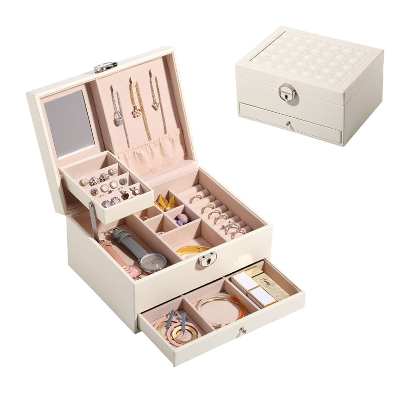 Casegrace Multi-Layer Jewelry Box Organizer, Samt-Aufbewahrungsbox für Uhren, Ohrringe & Halsketten