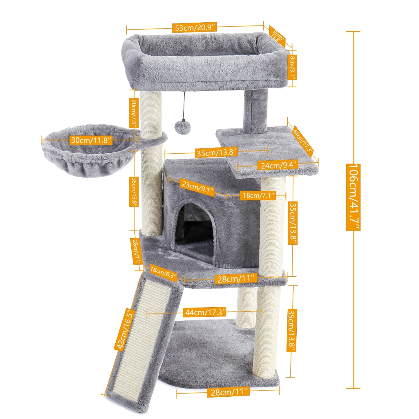 2022 Neues Design, Luxus-Klettergerüst für große Katzen, mehrschichtiger Kratzbaum mit widerstandsfähigem Sisal-Kratzbaum-Kätzchen-Spielplatz