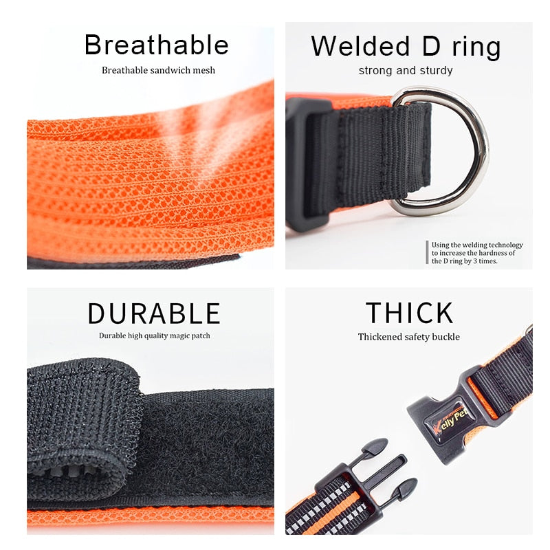 Atmungsaktives Mesh-Nylon-Hundehalsband Reflektierende Hundehalsbänder für kleine, mittelgroße und große Hundetrainingshalsketten für Hundezubehör
