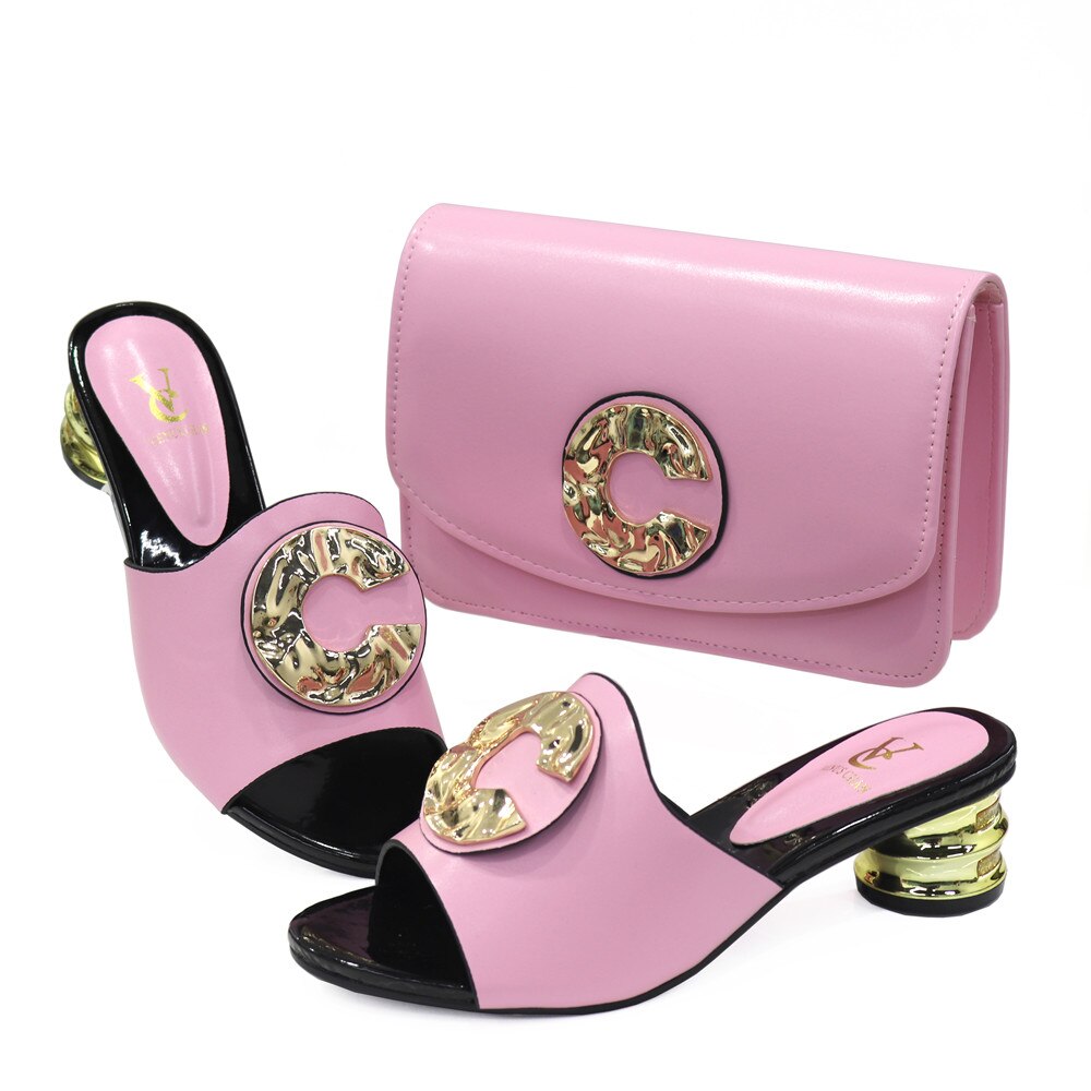 2023 neuestes italienisches Design Mode afrikanische Frauen, niedrige Ferse bequeme Schuhe und Taschen Set