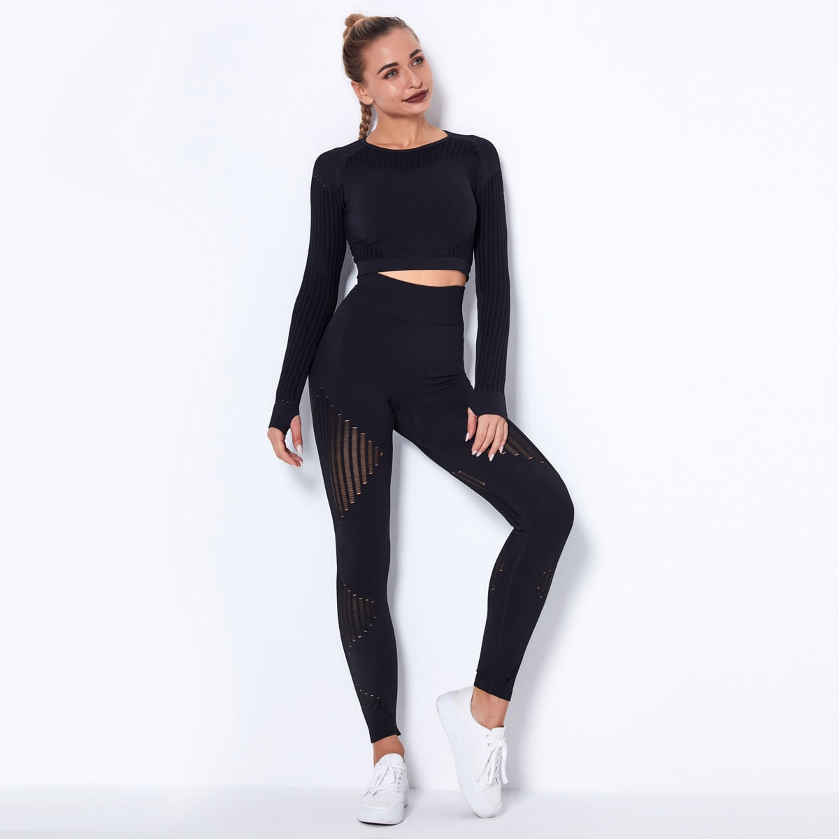 Workout-Sets für Frauen, 2-teiliges, nahtloses Yoga-Outfit, Trainingsanzug, hoch taillierte Leggings und Crop-Top-Fitness-Kleidungsset