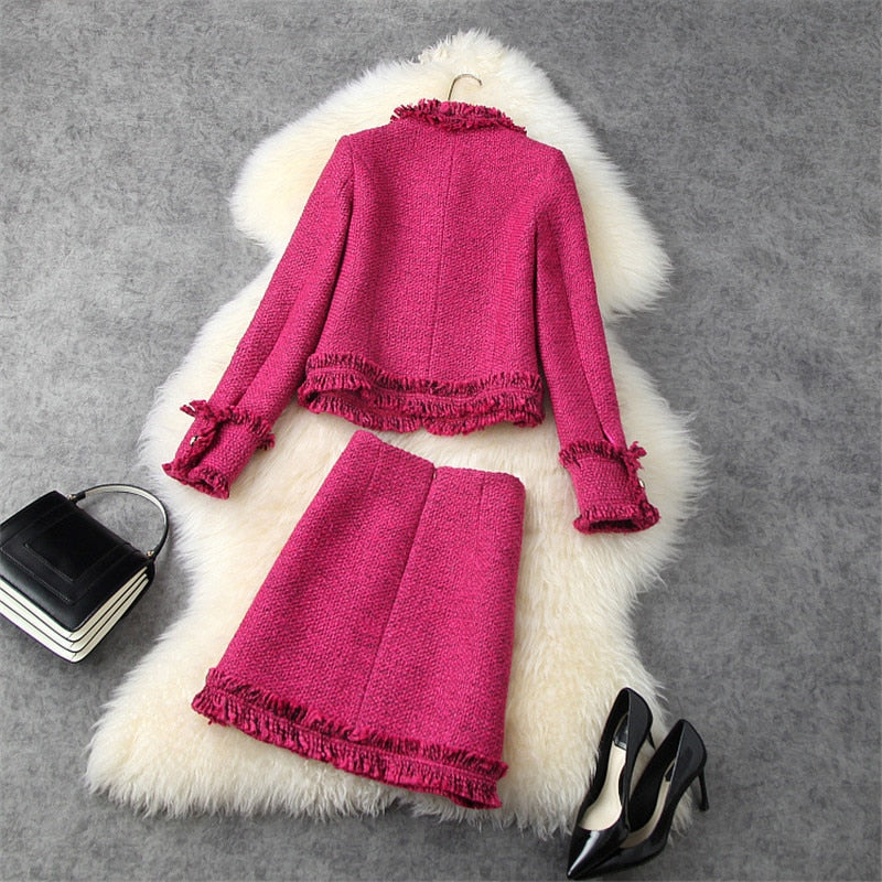 Elegante Damenkleid Anzug, Jacke und Rock, 2-Stück passende Sets für jeden Anlass
