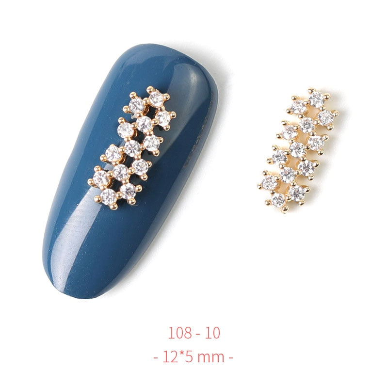HNUIX 2Pieces 3D Metal Nail art Jewelry Japanese Nail Decorations Top Quality Crystal Manicure Zircon Diamond Charms Pendants