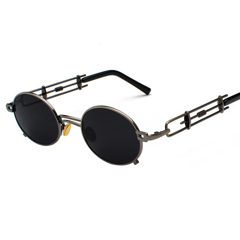 Retro Metall Runde Sonnenbrille für Männer & Frauen, Schwarz Rot Klare Linse mit UV400