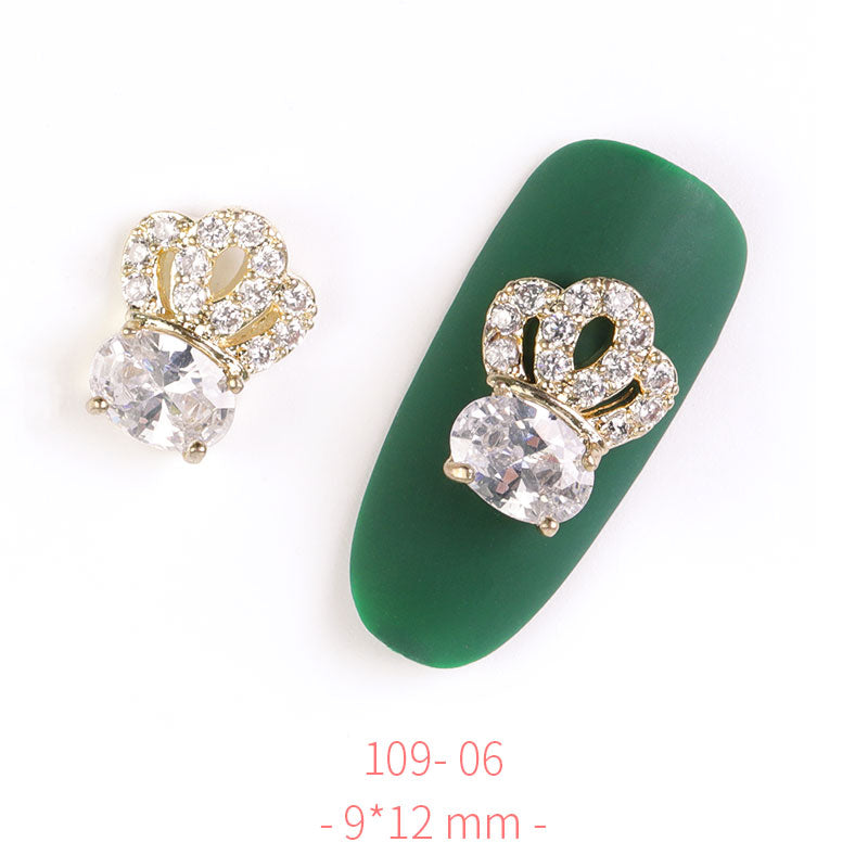 HNUIX 2Pieces 3D Metal Nail art Jewelry Japanese Nail Decorations Top Quality Crystal Manicure Zircon Diamond Charms Pendants