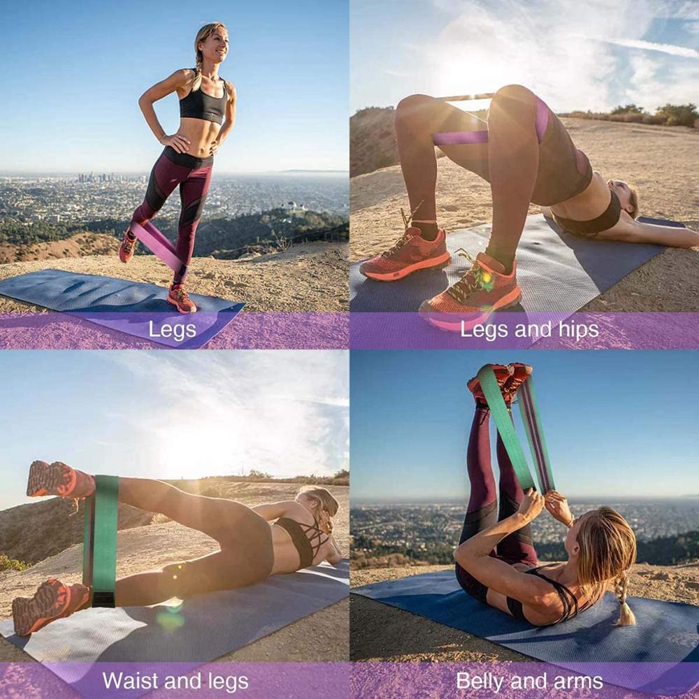 3 STÜCKE CoolFit Hüftband Yoga Widerstandsbänder, Fitnessbänder Set mit Anti Rutsch Rollen