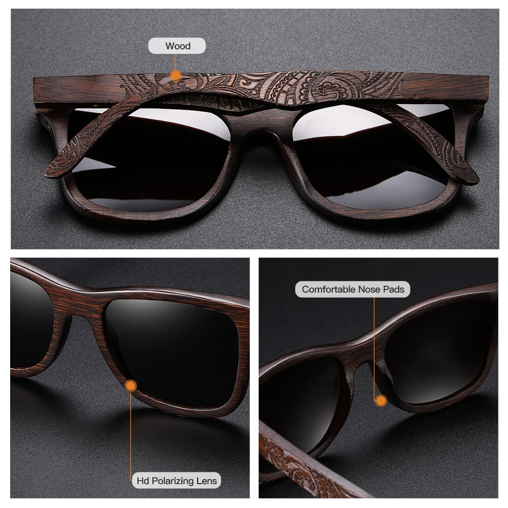 Natürliche Polarisierte Holzsonnenbrille, Bambus Sonnenbrille, Markendesigner Original Holzbrille Mit Holzkiste
