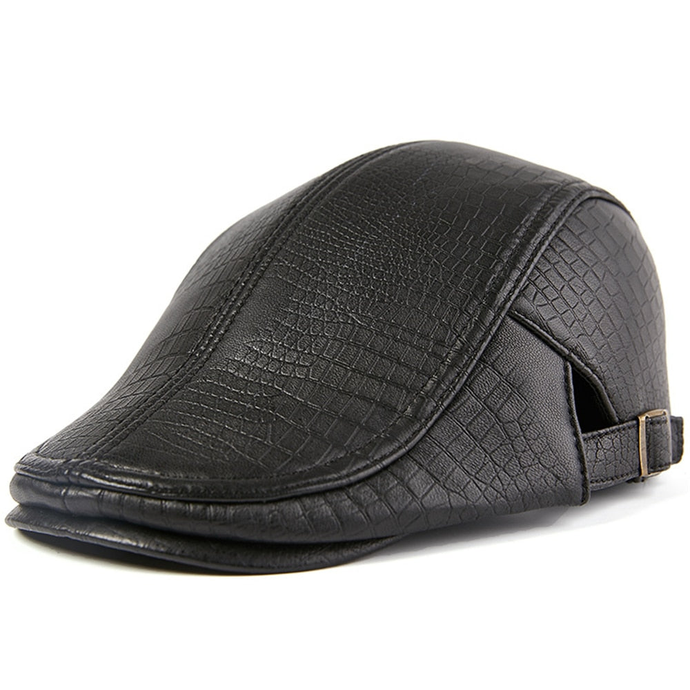 Herren Echtleder Baskenmütze, Herbst / Winter Männlich Braun Verstellbare Hochwertige Gatsby Baskenmütze Caps