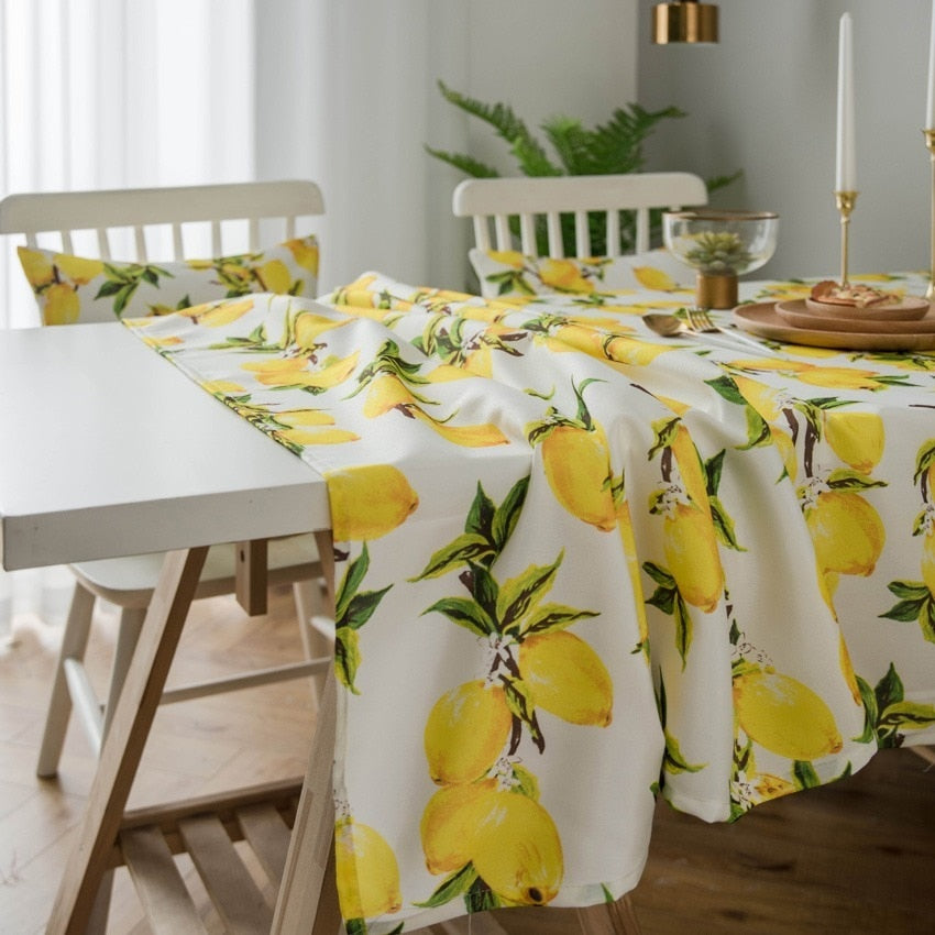 Tischdecke Zitronendruckmuster, Kleine frische gelbe Tischdecke, Rechteckige Esstischdecke