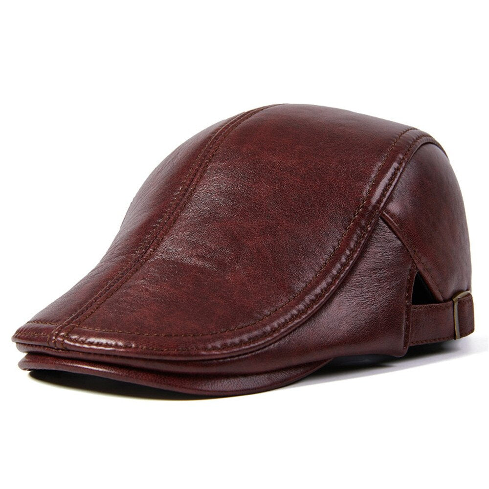 Herren Echtleder Baskenmütze, Herbst / Winter Männlich Braun Verstellbare Hochwertige Gatsby Baskenmütze Caps