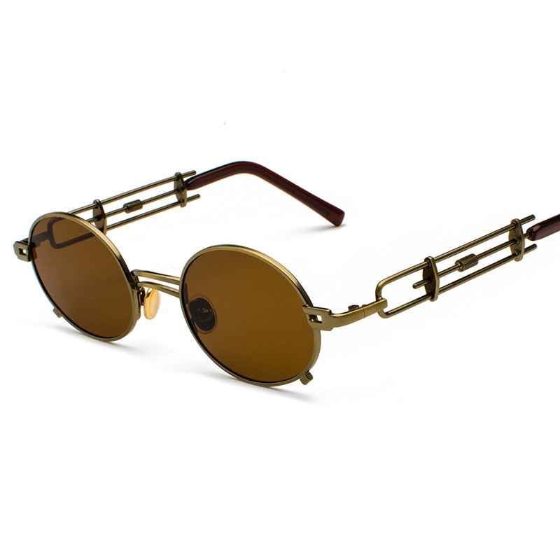 Retro Metall Runde Sonnenbrille für Männer & Frauen, Schwarz Rot Klare Linse mit UV400