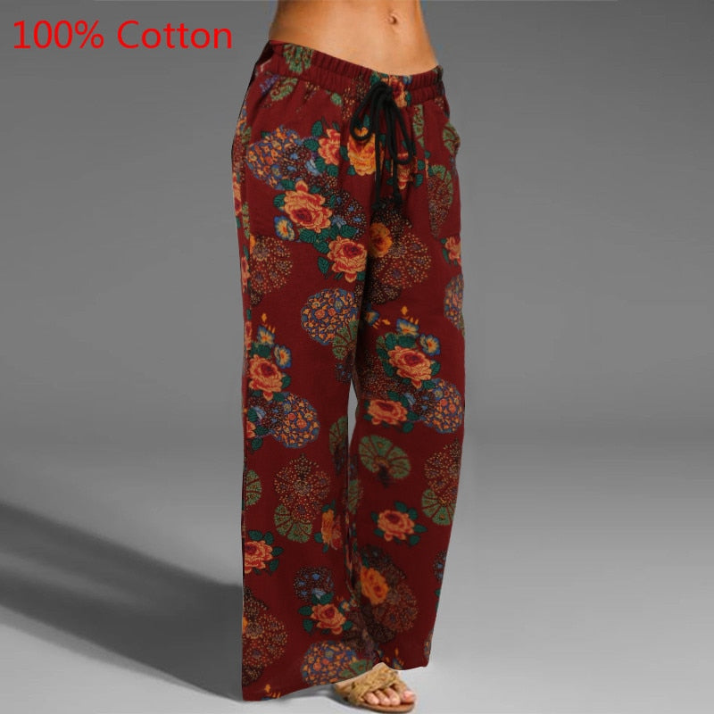 Celmia Vintage Damen Breite Bein Hose 2023, Sommer Palazzo Mode lange Hosen
