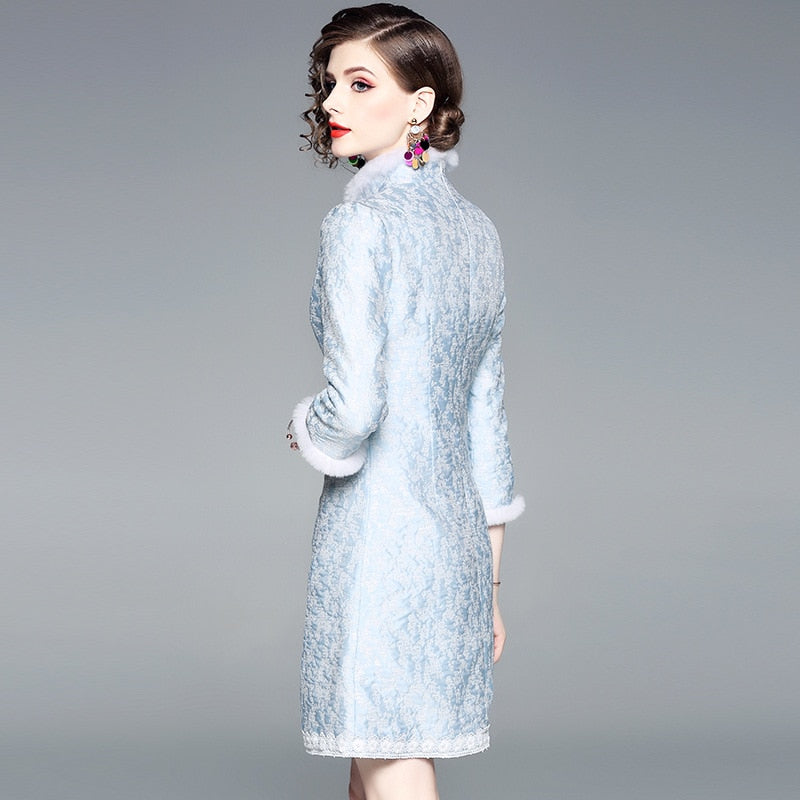 Herbst und Winter Jacquard-spitze Damenmantel