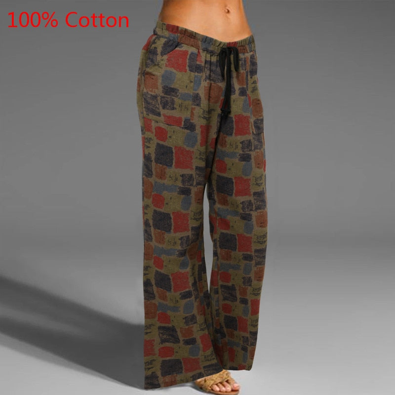 Celmia Vintage Damen Breite Bein Hose 2023, Sommer Palazzo Mode lange Hosen