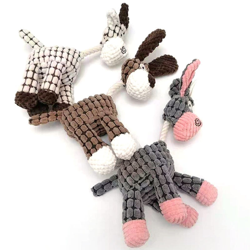 Fun Pet Toy Eselform Cord Kauspielzeug für Hunde Welpen Quietscher quietschende Plüschknochen Backenzahn, Hundespielzeug, Haustiertraining & Hundezubehör