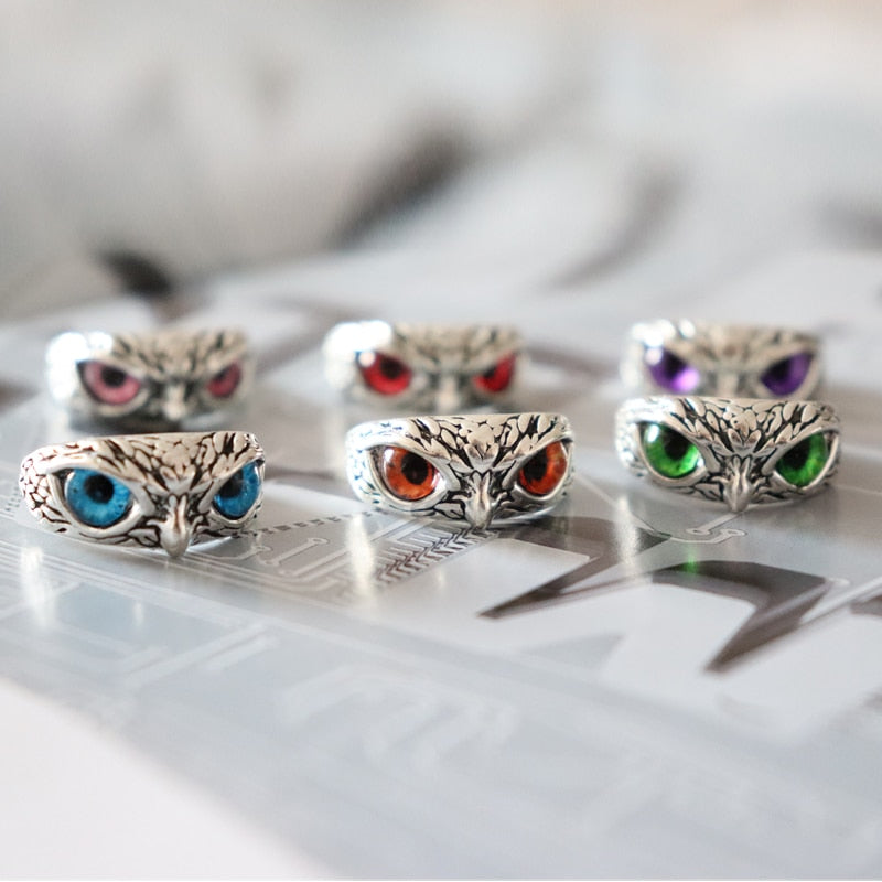 Charmante Mode Eule Ring Design, Multicolor Augen