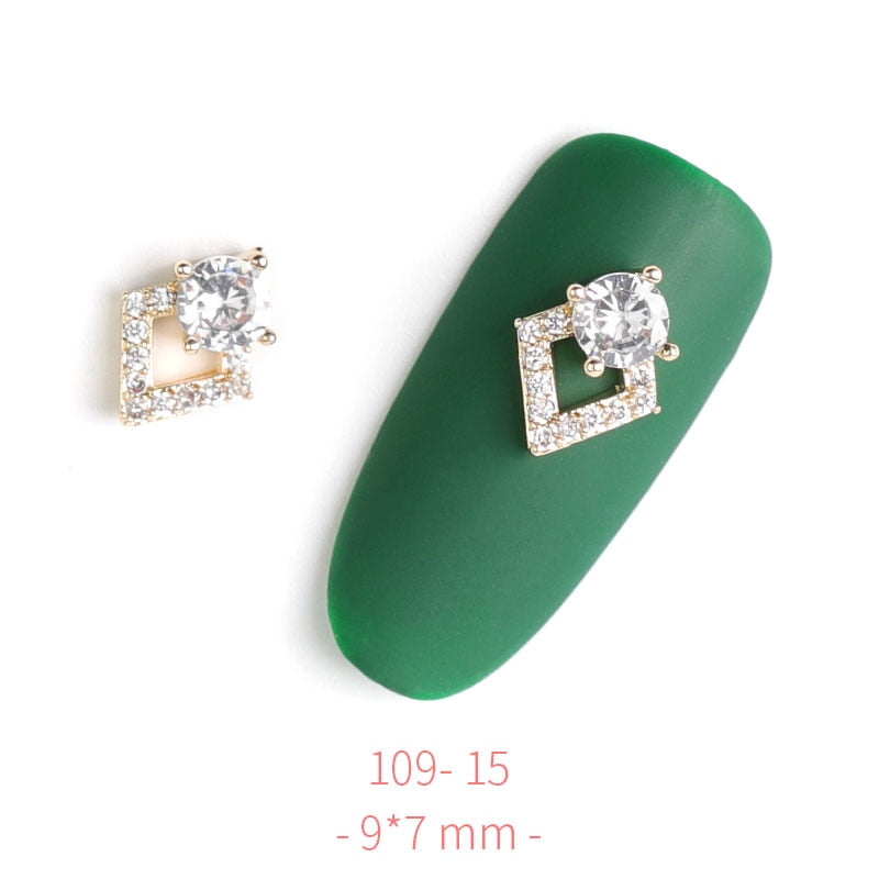 HNUIX 2Pieces 3D Metal Nail art Jewelry Japanese Nail Decorations Top Quality Crystal Manicure Zircon Diamond Charms Pendants