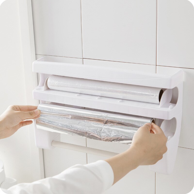 Wandrollenhalter kombiniert Papierrollenhalter und Folienspender