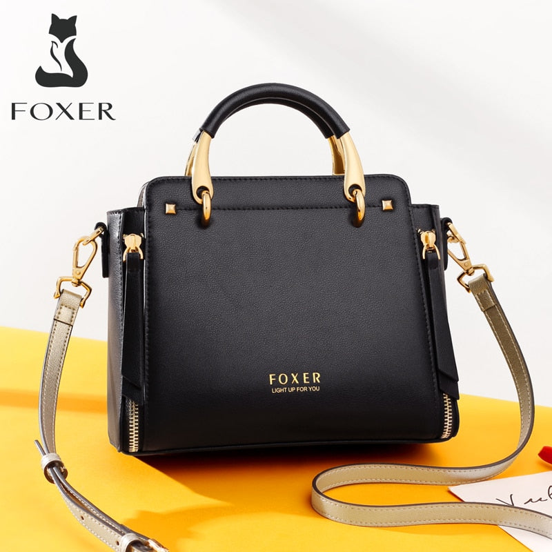 FOXER Handtaschen für Damen, echtes Leder, Umhängetasche