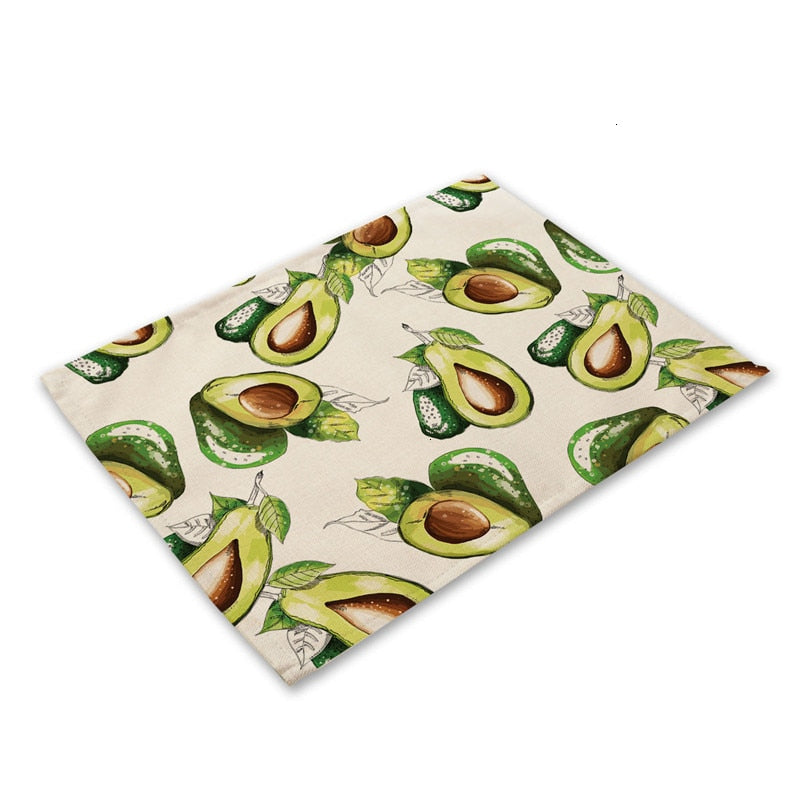 Tropische Avocadomuster Küchentischset aus Baumwolle