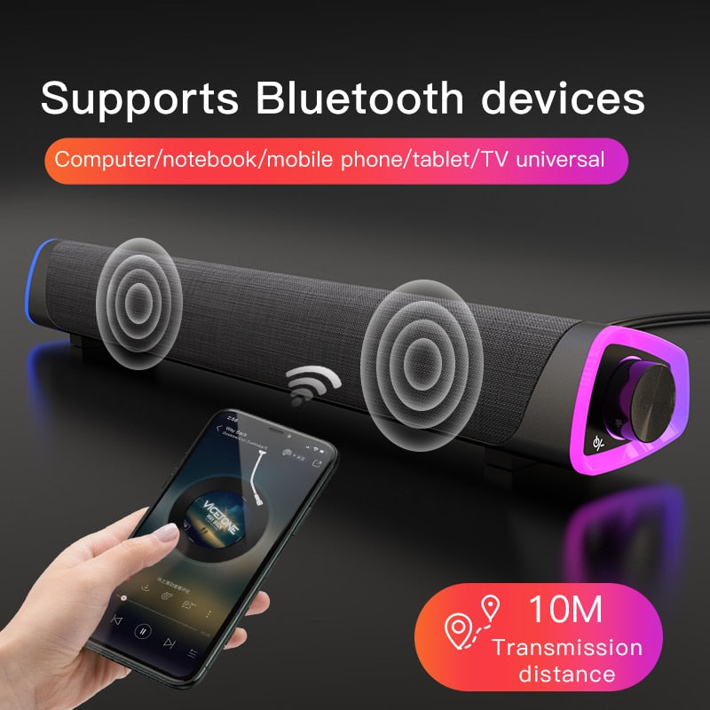 3D Surround Soundbar Bluetooth 5.0 Lautsprecher Kabelgebundene Computer-Lautsprecher Stereo Subwoofer Soundbar für Laptop PC Theater TV Aux 3.5mm