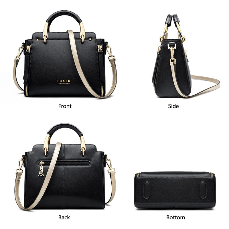 FOXER Handtaschen für Damen, echtes Leder, Umhängetasche