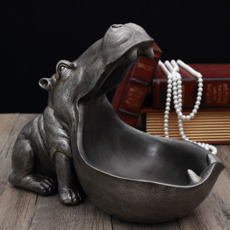 3D-Nilpferd, Statue, Dekorationszubehör, Schreibtisch, Skulptur, Aufbewahrungsbox, Tischdekoration, Miniaturfigur, dekorative Tierkunst