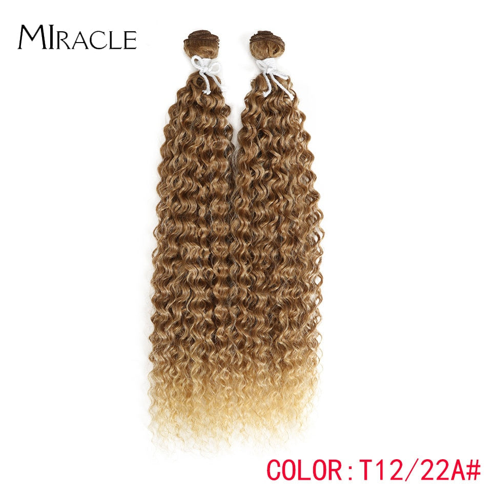 Afro Kinky Curly Hair Wave Synthetisches Haar Hitzebeständig Deep Wave Hair Bundles Extensions Braun 2Pcs / Lot 26Inch