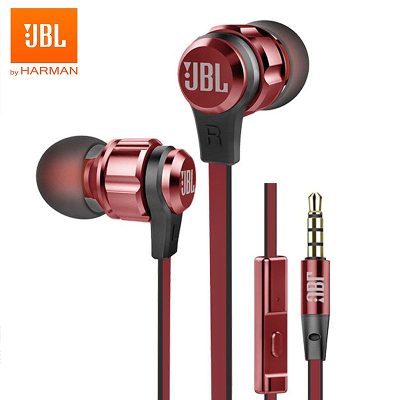 JBL T180A Stereo In-Ear Kopfhörer, Sport Freisprechen mit Mikrofon 3.5mm Kabelgebundene Ohrhörer, Pure Deep Bass Game Music Headset