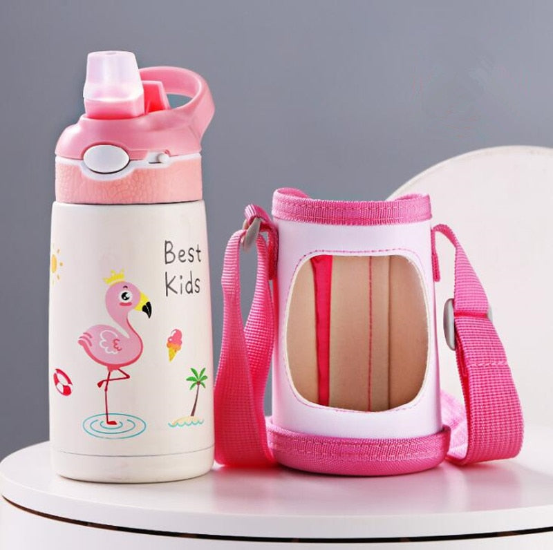 400ML Kinder Thermoskanne Wasserflasche Kinder Thermosbecher Baby Entenschnabel Strohhalm 316 Edelstahl Vakuumflaschen Tumbler Thermobecher