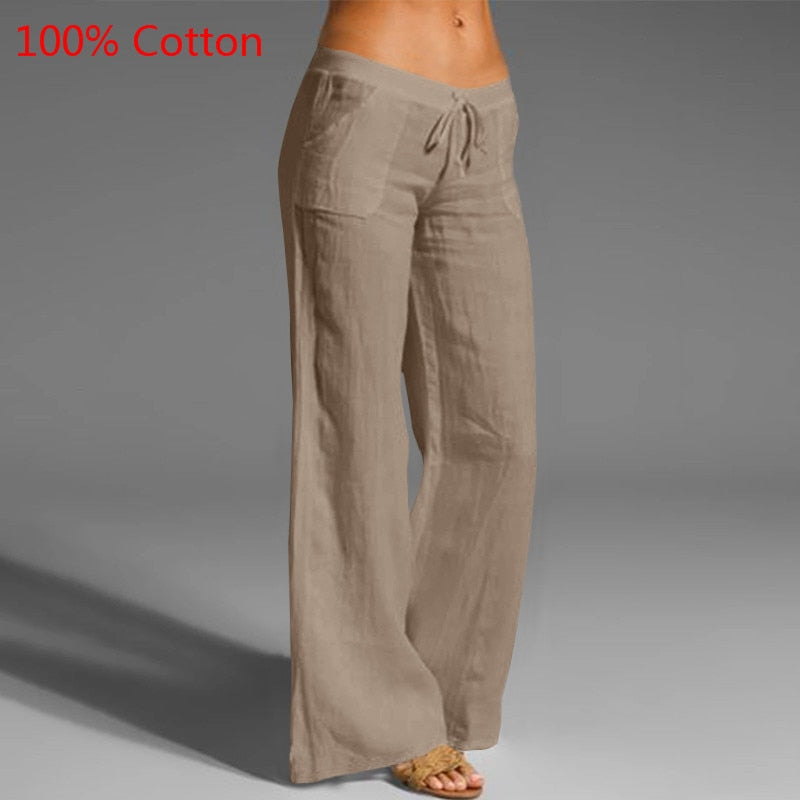 Celmia Vintage Damen Breite Bein Hose 2023, Sommer Palazzo Mode lange Hosen