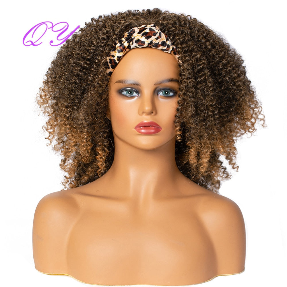 Hair Big Afro Kinky Curly Stirnband Perücken für Frauen Synthetisches Haar Perücken Turban Wrap Hair Style