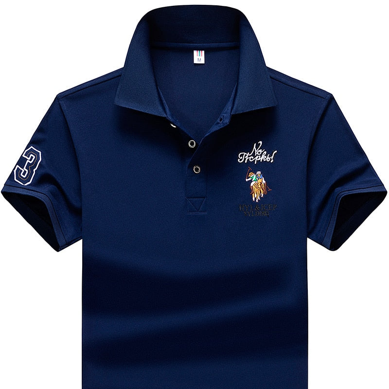 Gesticktes Herren-Business-Casual-Poloshirt M-4XL, Kurzarm-Poloshirt Kunstfaser