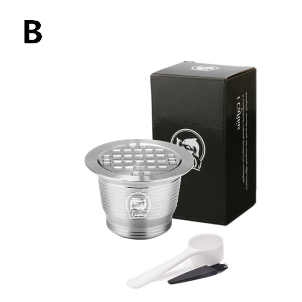 Wiederverwendbare und nachfüllbarenesspresso, Kaffeekapseln für Nespresso-Maschine mit Tamper Edelstahlkapsel