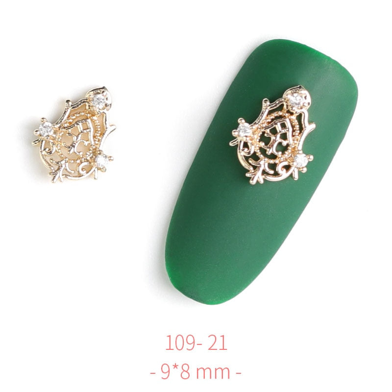 HNUIX 2Pieces 3D Metal Nail art Jewelry Japanese Nail Decorations Top Quality Crystal Manicure Zircon Diamond Charms Pendants