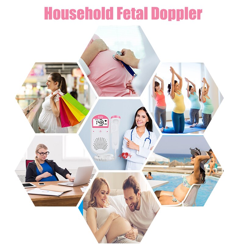 Baby Monitor Fetal Doppler Ultraschall Foetus Doppler Detektor, Home Portable Sonar Doppler für Schwangere 2.5MHz, keine Strahlung