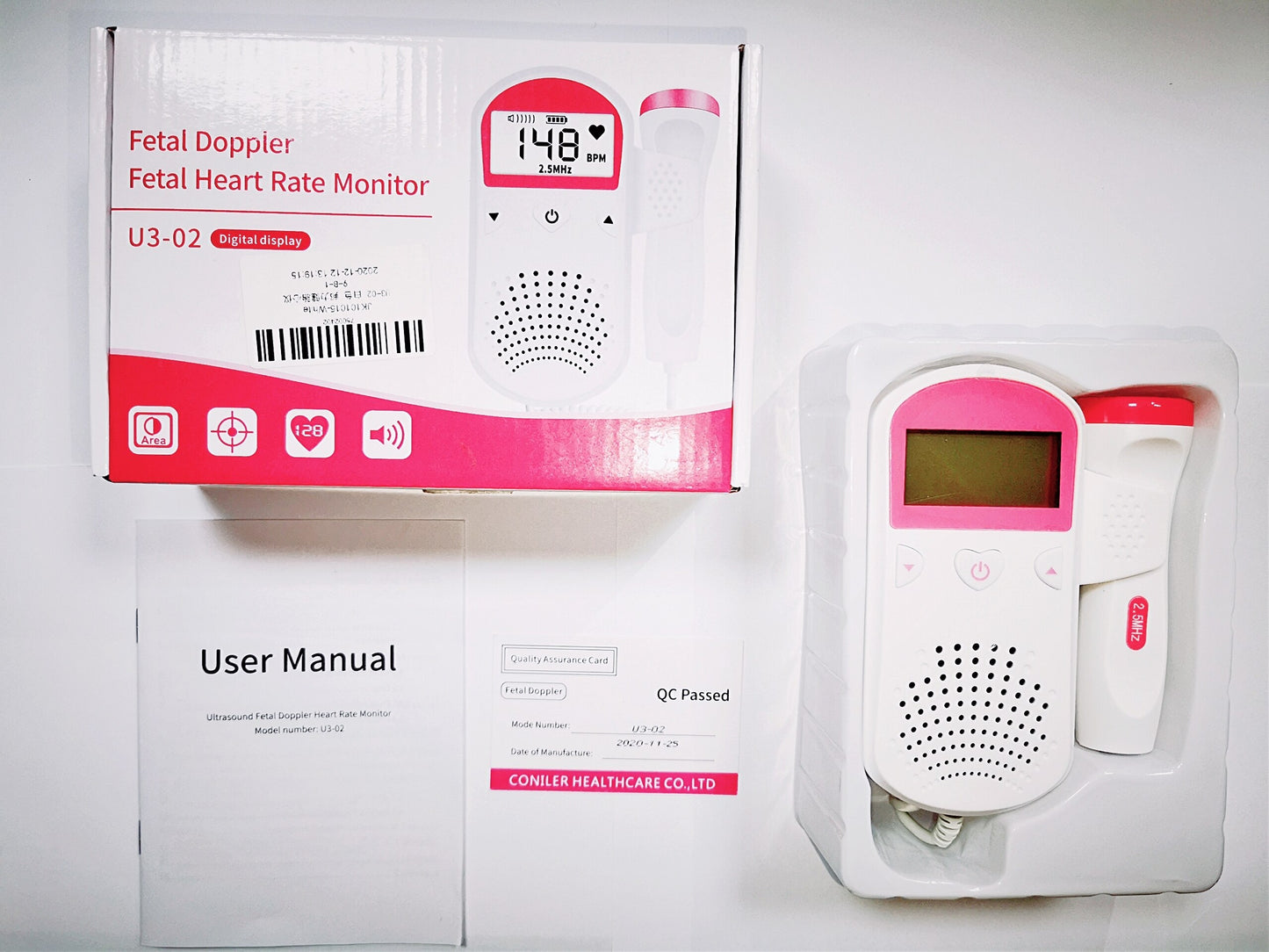 Baby Monitor Fetal Doppler Ultraschall Foetus Doppler Detektor, Home Portable Sonar Doppler für Schwangere 2.5MHz, keine Strahlung