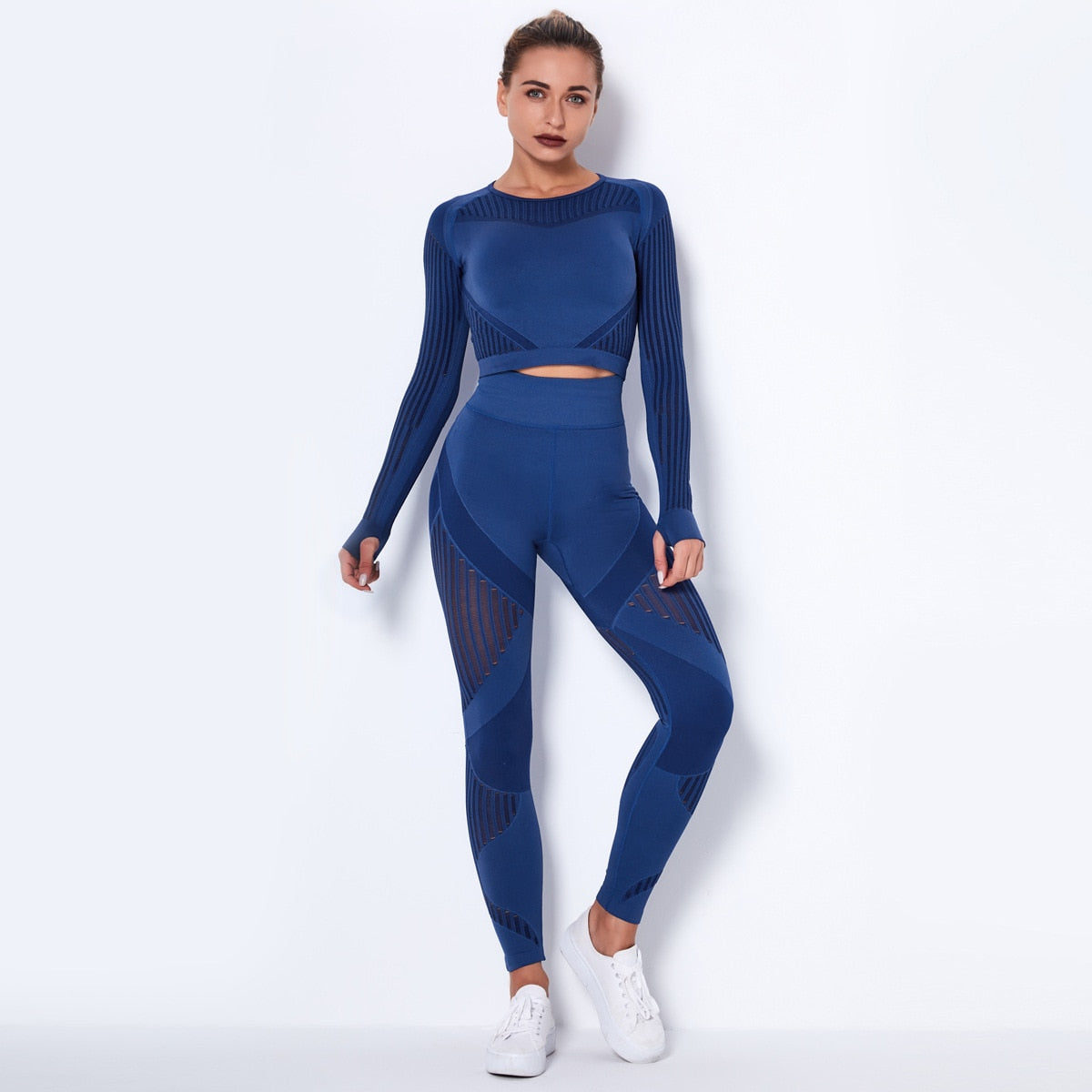 Workout-Sets für Frauen, 2-teiliges, nahtloses Yoga-Outfit, Trainingsanzug, hoch taillierte Leggings und Crop-Top-Fitness-Kleidungsset