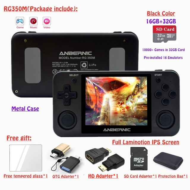 Full View 3.5" IPS Bildschirm Linux OS RG350M Retro Game Console Metal Shell PS1 Arcade Emulator RG350 Gaming Player HDMI-kompatibel