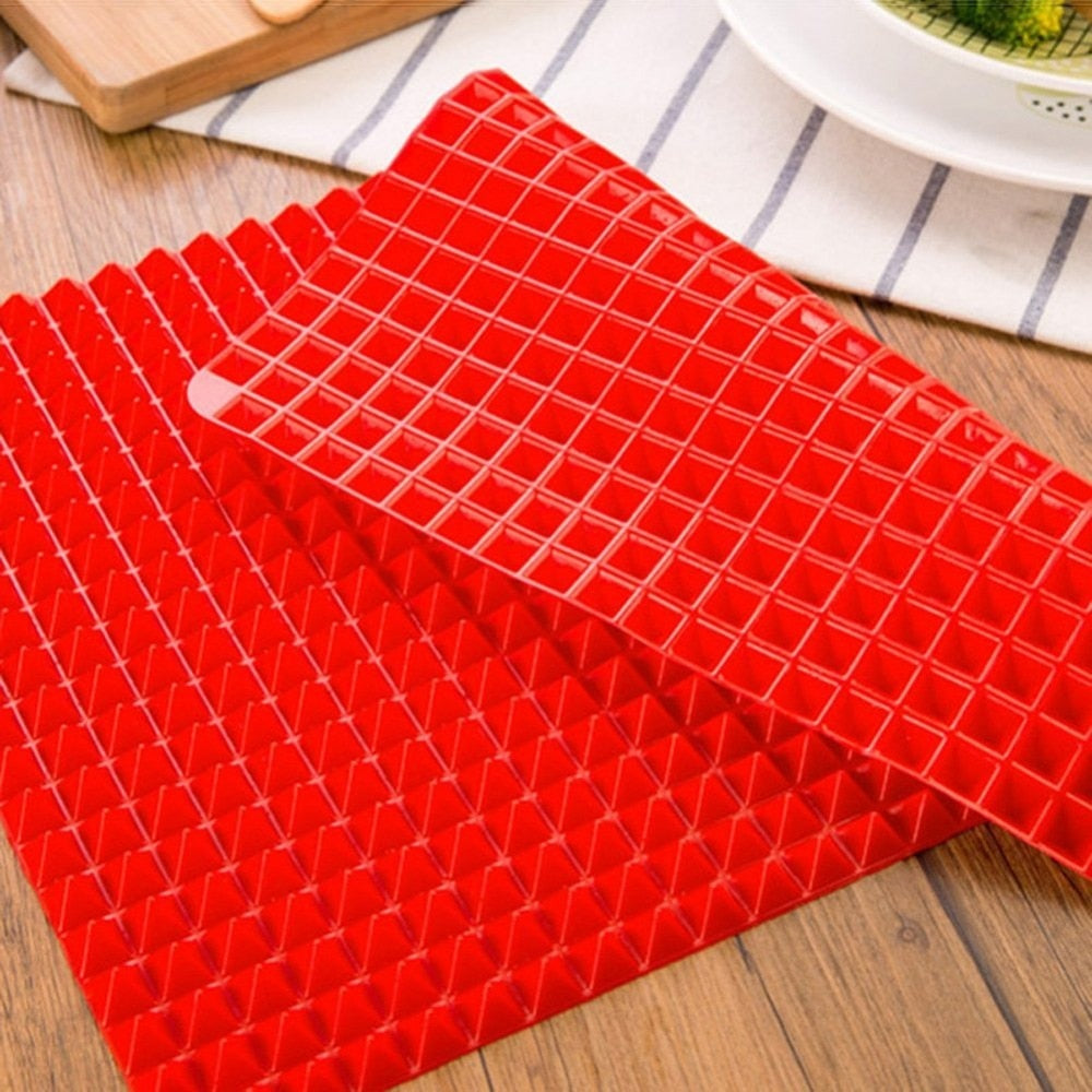 Antihaft-Silikon-Backmatten BBQ-Pyramide Pfanne Backpapier Pad Formen Mikrowellenofen, Backblech Blatt