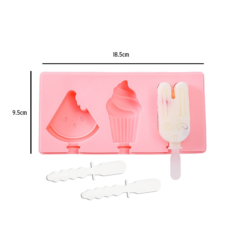 Silikon-Eisform mit Deckel Tierform, Dessert-Eisform mit wiederverwendbarem Eis am Stiel