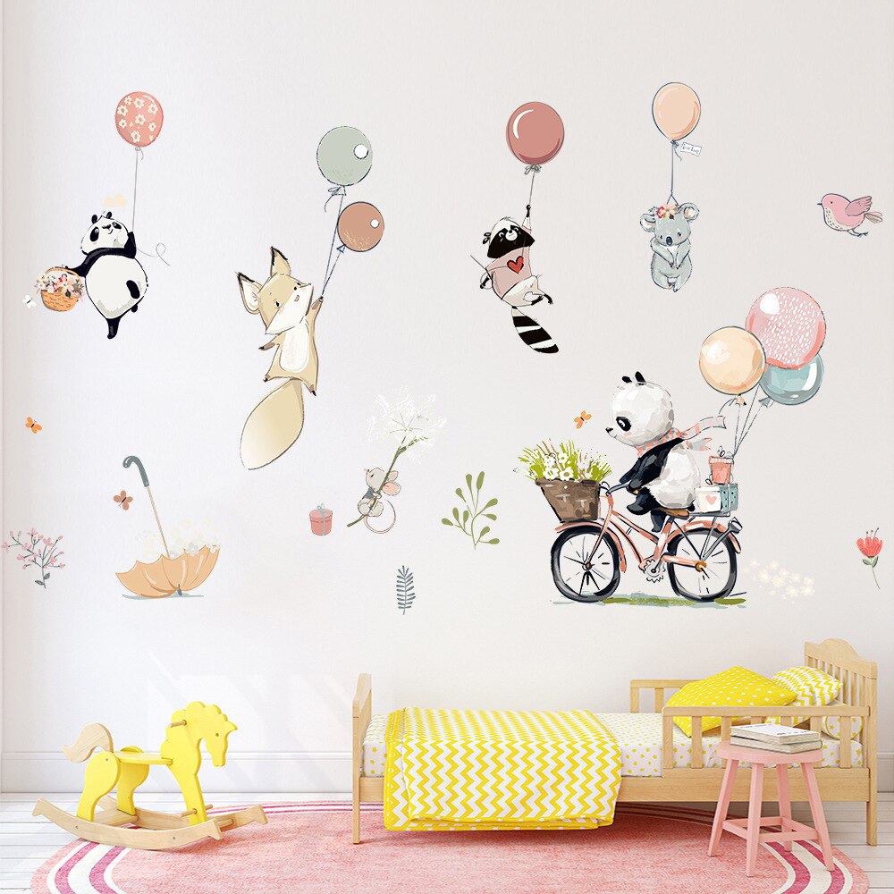 Cartoon-Ballon-Tiere-Wandaufkleber für Kinder, Kinderzimmer, Wanddekoration
