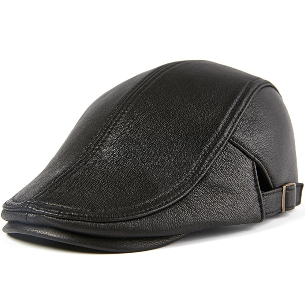 Herren Echtleder Baskenmütze, Herbst / Winter Männlich Braun Verstellbare Hochwertige Gatsby Baskenmütze Caps