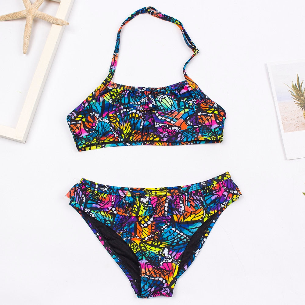 Badeanzug Bikini Set für Kinder Mädchen, Zwei-Stücke Schwimmenanzug für den Sommer
