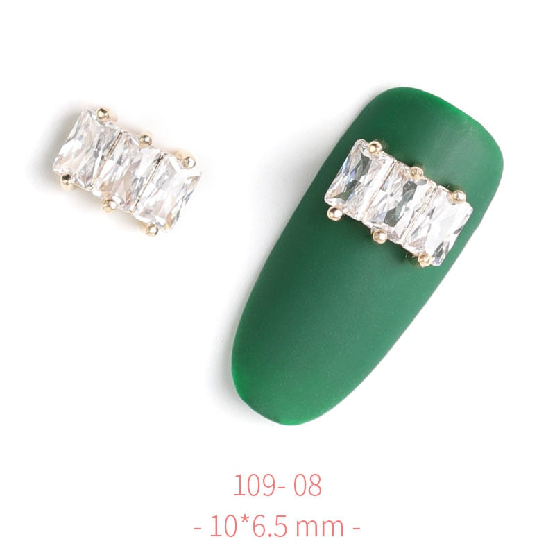 HNUIX 2Pieces 3D Metal Nail art Jewelry Japanese Nail Decorations Top Quality Crystal Manicure Zircon Diamond Charms Pendants