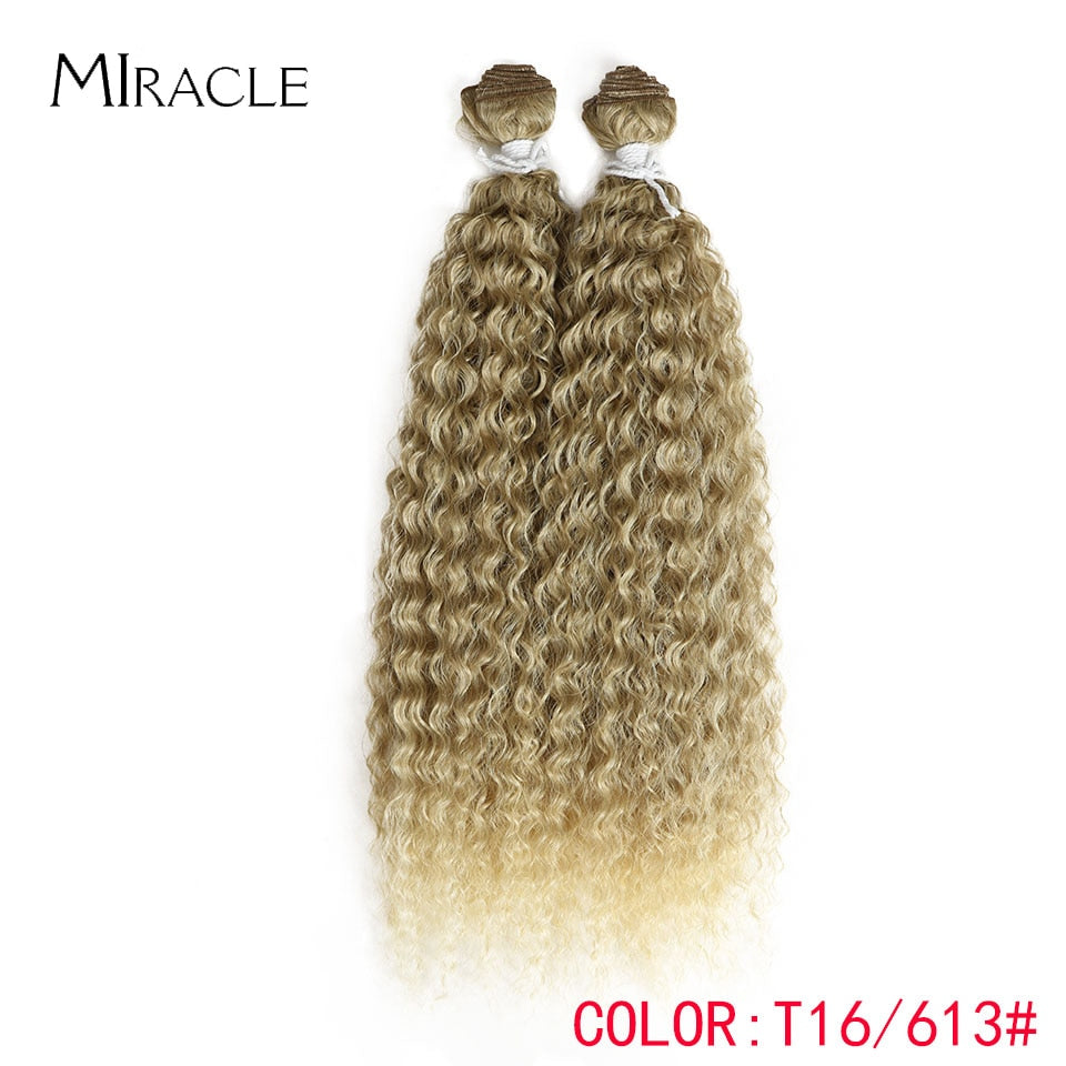 Afro Kinky Curly Hair Wave Synthetisches Haar Hitzebeständig Deep Wave Hair Bundles Extensions Braun 2Pcs / Lot 26Inch