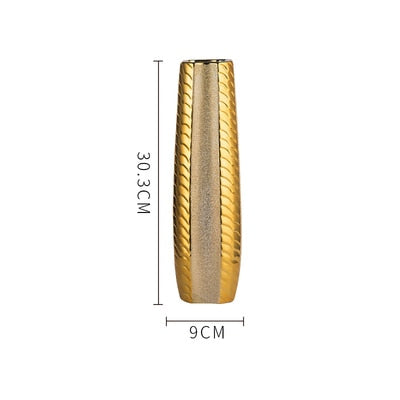 30CM Luxus Europa Gold Keramik Vase, Home Decor Kreatives Design Porzellan, Dekorative Blumenvase Für Hochzeitsdekoration