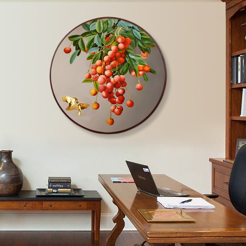 Neue chinesische Stil großes Glück für Stickerei Kit Obst Litschi Thread gedruckt