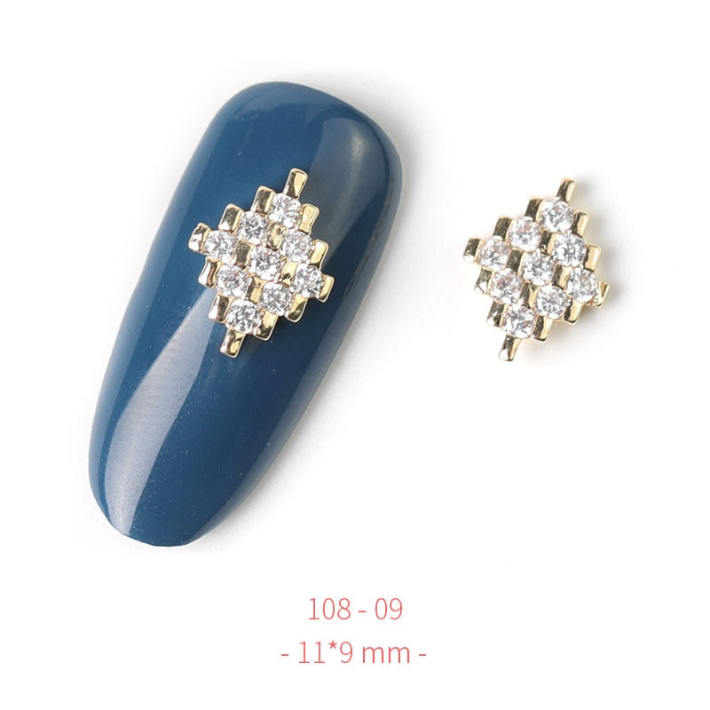 HNUIX 2Pieces 3D Metal Nail art Jewelry Japanese Nail Decorations Top Quality Crystal Manicure Zircon Diamond Charms Pendants
